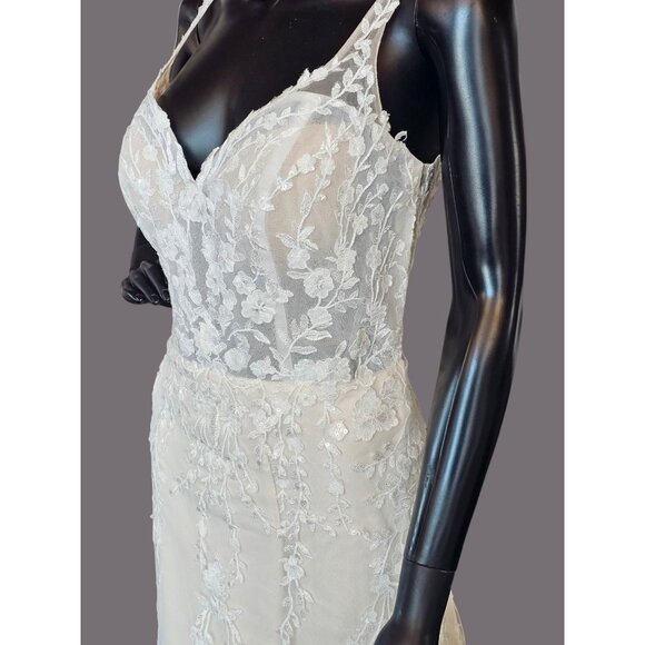 Blush Illusion Bodice Fit and Flare Scoop Back Wedding Gown - Stella Couture - Picture 5 of 10